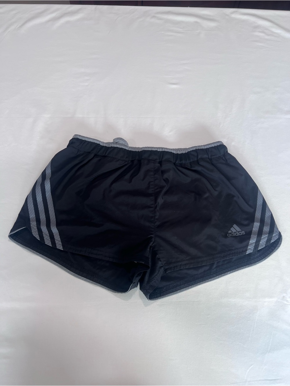adidas Black and Light Gray Athletic Shorts with Elastic Waist